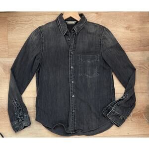 Mother Faded Black Denim Button Up Shirt Size Small